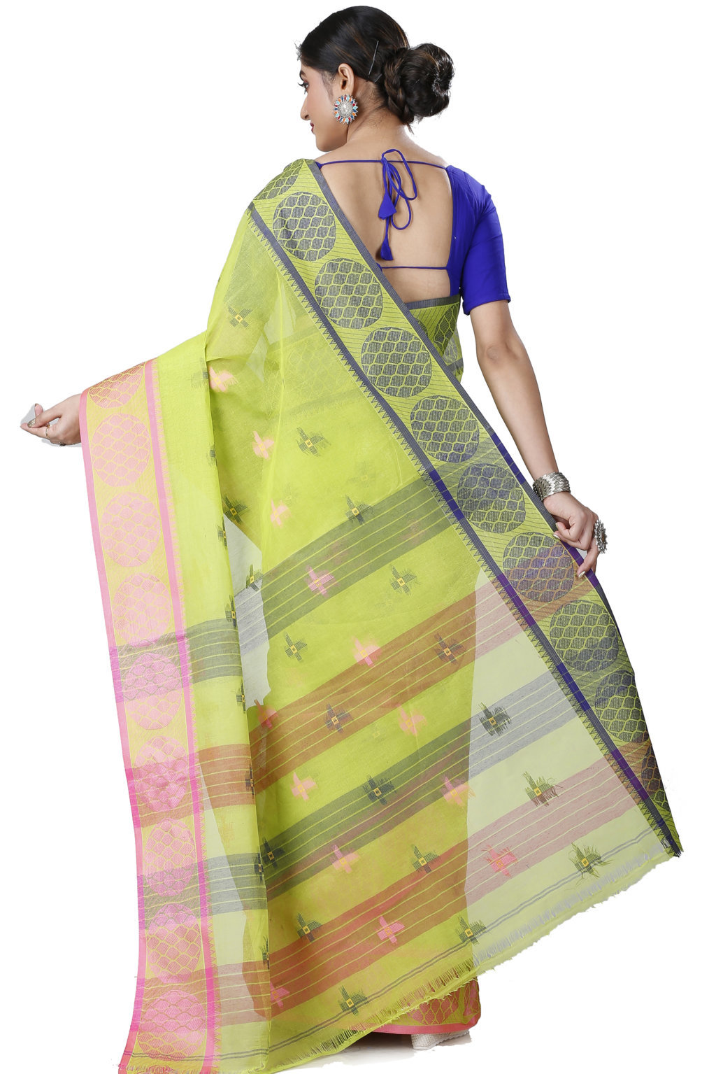 Green Pure Cotton Ananda Tant Saree (1077)